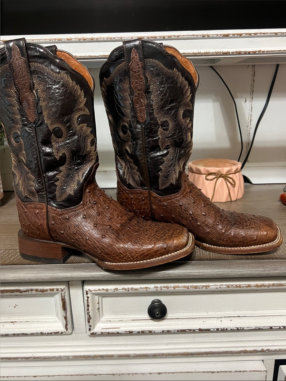 Dan Post Genuine Ostrich/Leather Western Boots - Picture 4 of 8